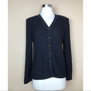 ST. JOHN COLLECTION HEAVY KNIT BUTTON DOWN SWEATER